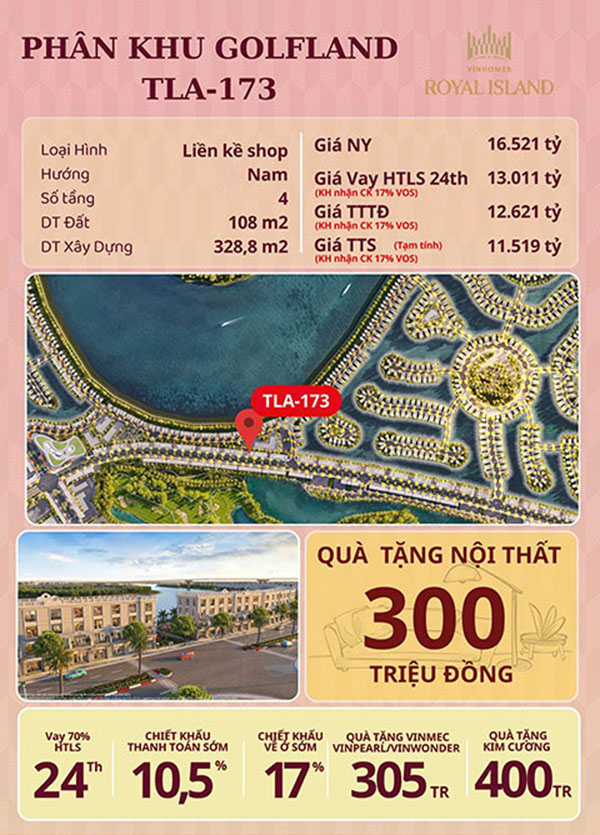 Shophouse TLA 173 pk Đảo Vua, vị trí kinh đắc địa